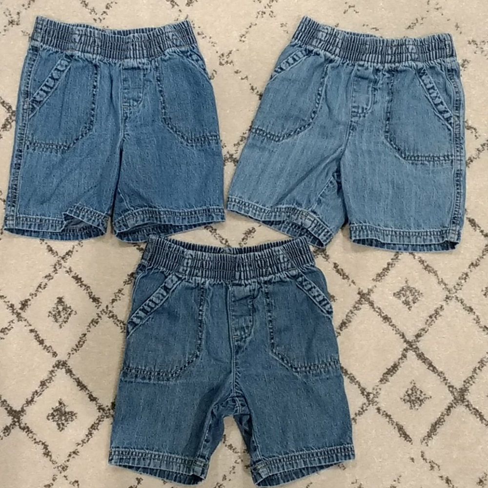 Jumping Beans Toddler Boys Denim Shorts, lot of 3